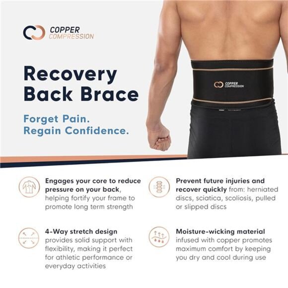 Copper Compression Lower Back Lumbar Support Brace, 1 Guaranteed Highest Copper - Picture 6 of 7